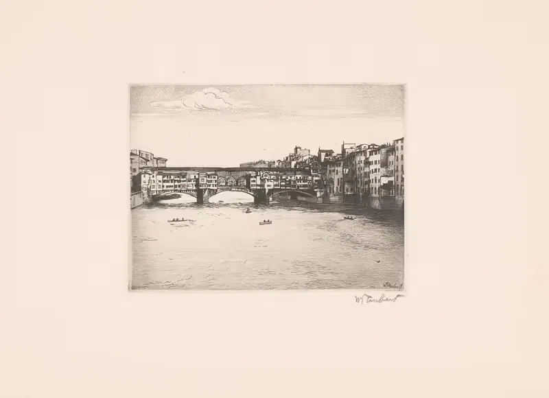 Ponte Vecchio over the Arno. by Guglielmo Taubert, 1886-1927 — digital art print download