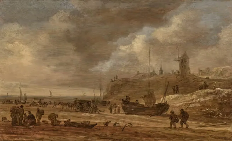 The beach at Scheveningen by Jan van Goyen, 1653 — digital art print download