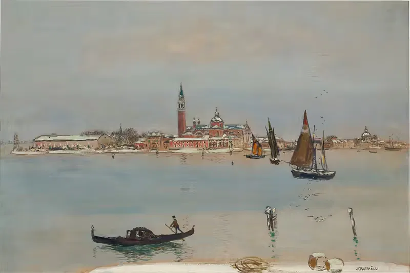 Сан-Джорджо под снегом, Венеция by Жан Франсуа Раффаэлли — digital art print download