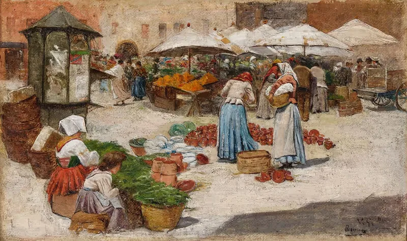 Овощной рынок by Виктор Габриэль Жильбер, 1896 — digital art print download