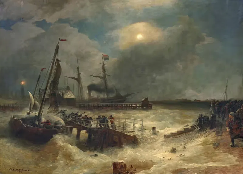 Sturmnacht by Andreas Achenbach, 1885 — digital art print download