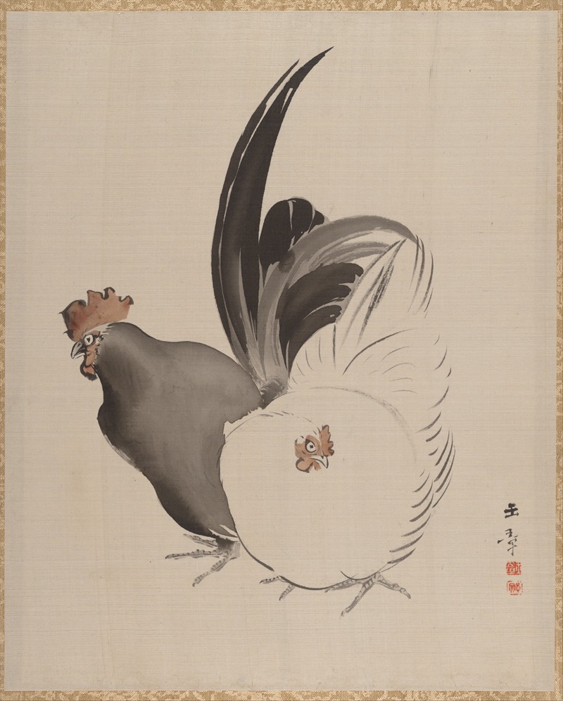 Cock and Hen by Кавабата Гёкусё — digital art print download