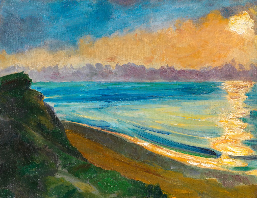 Cliffs and sun reflection by Hermann Max Pechstein, 1922 — digital art print download