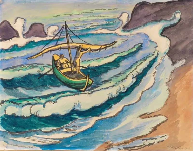 Рыбацкая жизнь Монтероссо by Герман Макс Пехштайн, 1951 — digital art print download