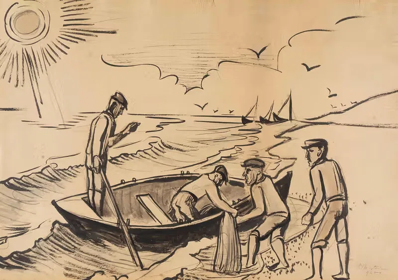 Fishermen by the Sea — Hermann Max Pechstein