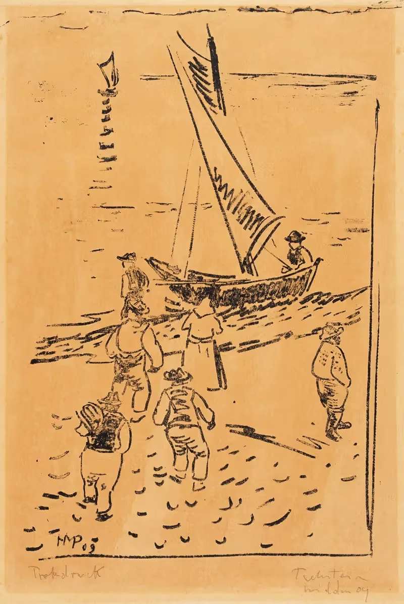 Fishermen on the Beach — Hermann Max Pechstein
