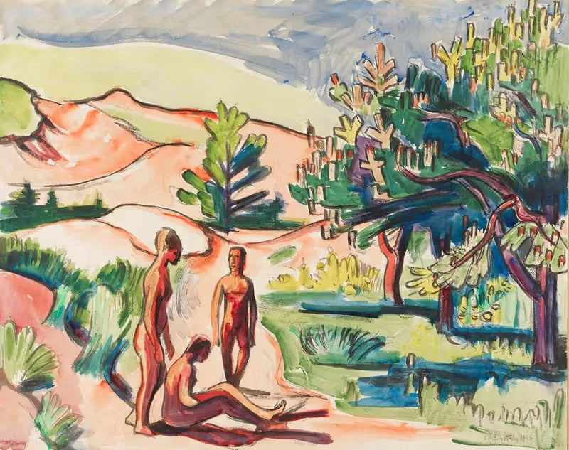 Ню в дюнах by Герман Макс Пехштайн, 1926 — digital art print download