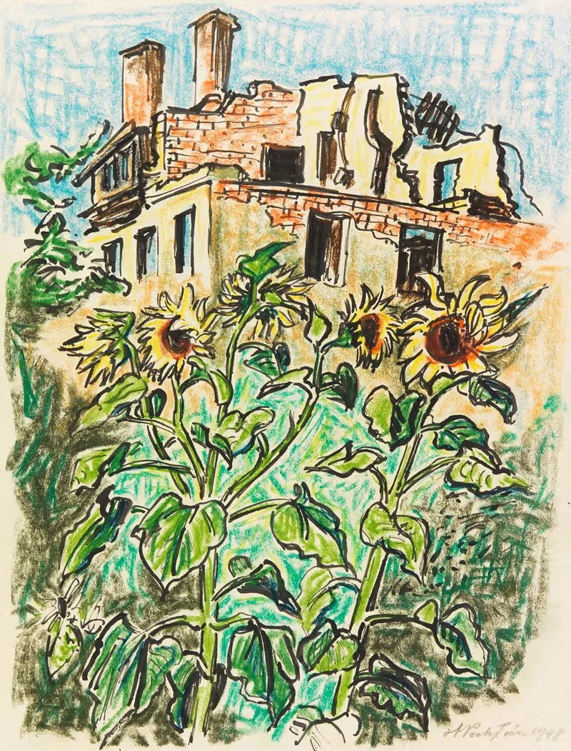 Sunflowers in the Garden — Hermann Max Pechstein
