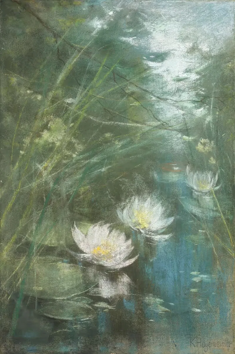 Пейзаж с прудом и кувшинками by Карл Хагемейстер, 1910 — digital art print download