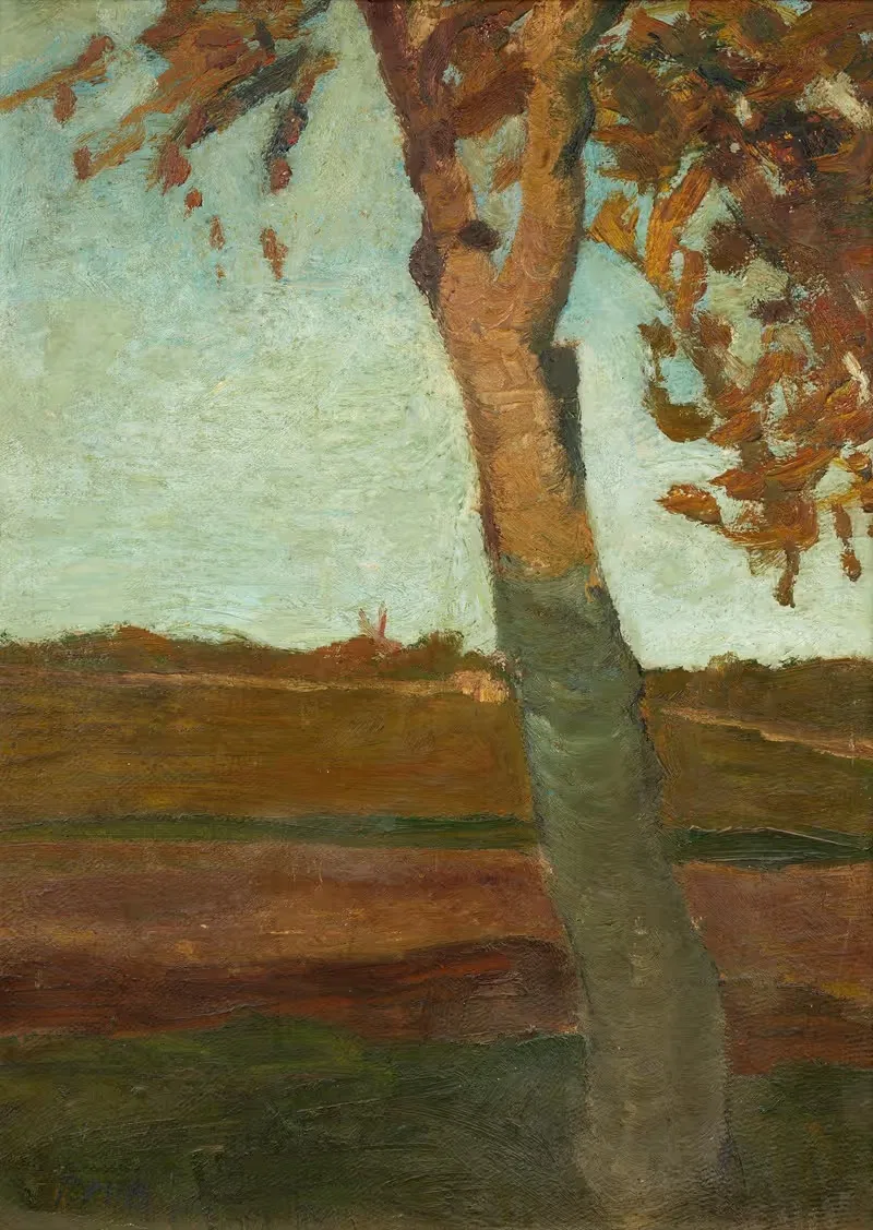 Береза перед осенним пейзажем by Паула Модерсон-Беккер, 1899 — digital art print download