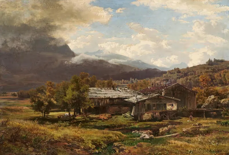 Горно-пейзаж с надвигающейся грозой by Вильгельм Ридель, 1860 — digital art print download