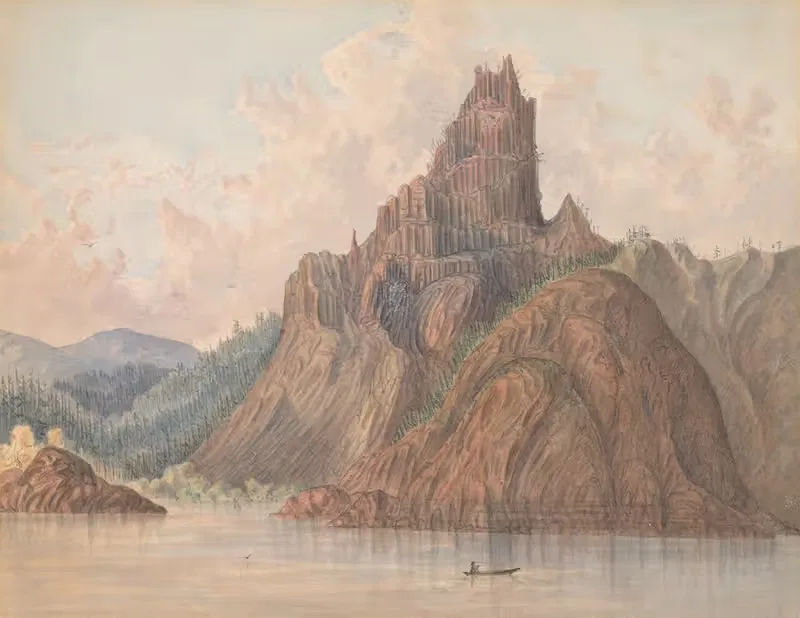 Cathedral, 2500 ft. high. Columbia R. by Джеймс Мэдисон Олден, 1957 — digital art print download
