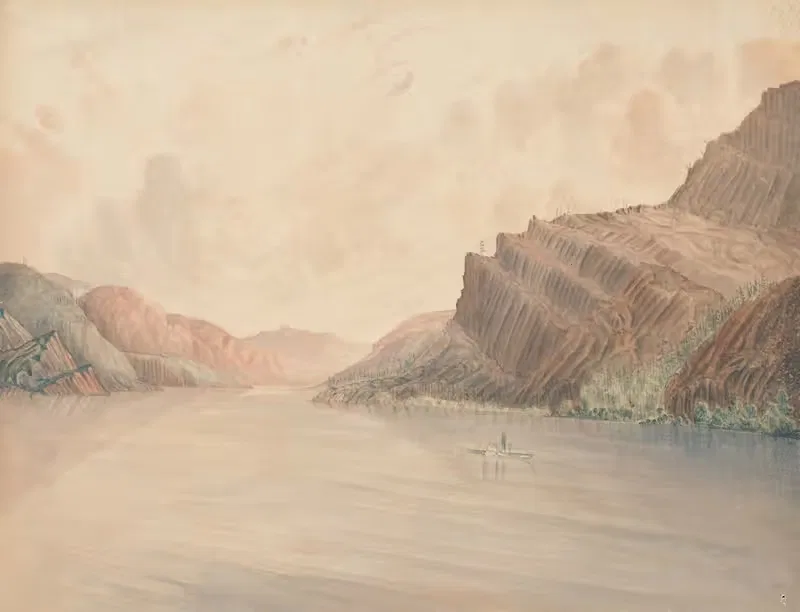 Columbia R. - below The Dalles by Джеймс Мэдисон Олден, 1857 — digital art print download