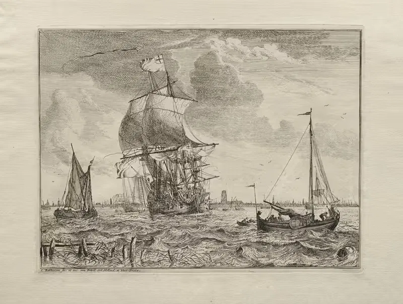 Marine Scene with Amsterdam in the Distance — Ludolf Backhuysen