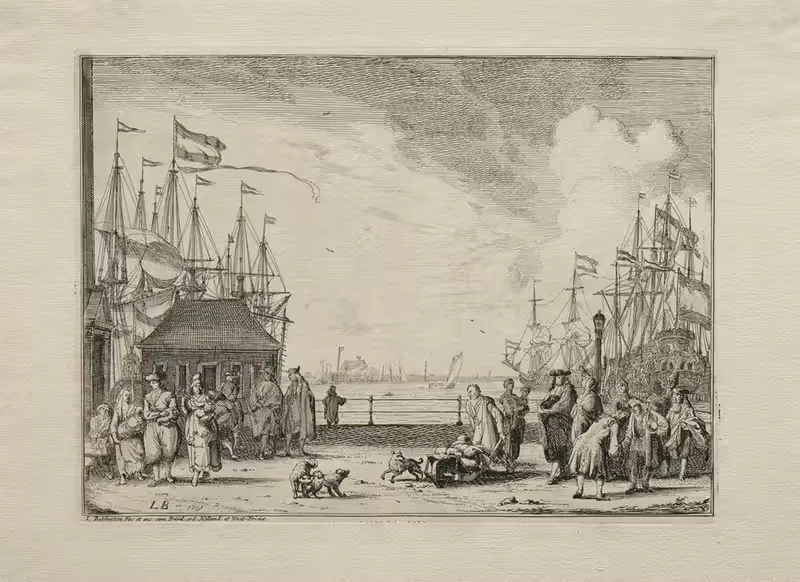 Port at Amsterdam by Людольф Бахуизен, 1701 — digital art print download