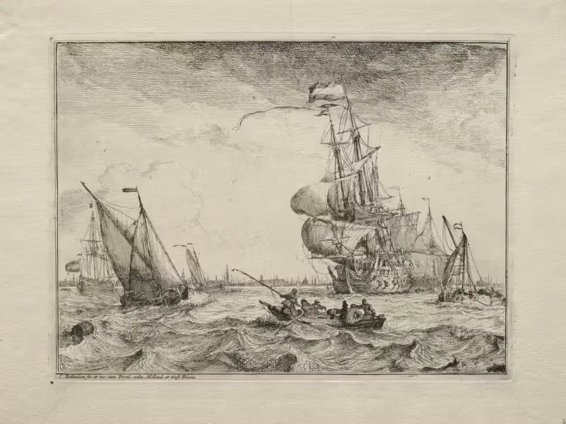 Ships Under Full Sail by Людольф Бахуизен, 1701 — digital art print download