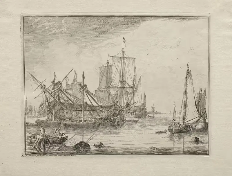 Ships Under Repair by Людольф Бахуизен, 1701 — digital art print download