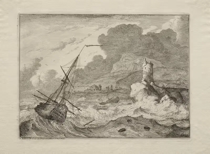 Storm at Sea by Людольф Бахуизен, 1701 — digital art print download