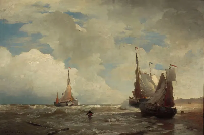 On the North Sea coast by Андреас Ахенбах, 1878 — digital art print download