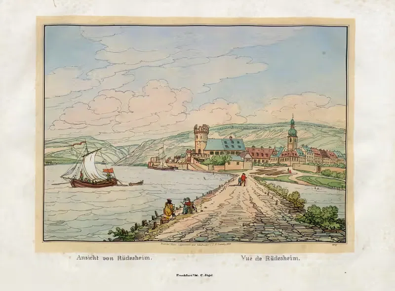 Vue de Rüdesheim by Johann Adolf Lasinsky, 1829 — digital art print download