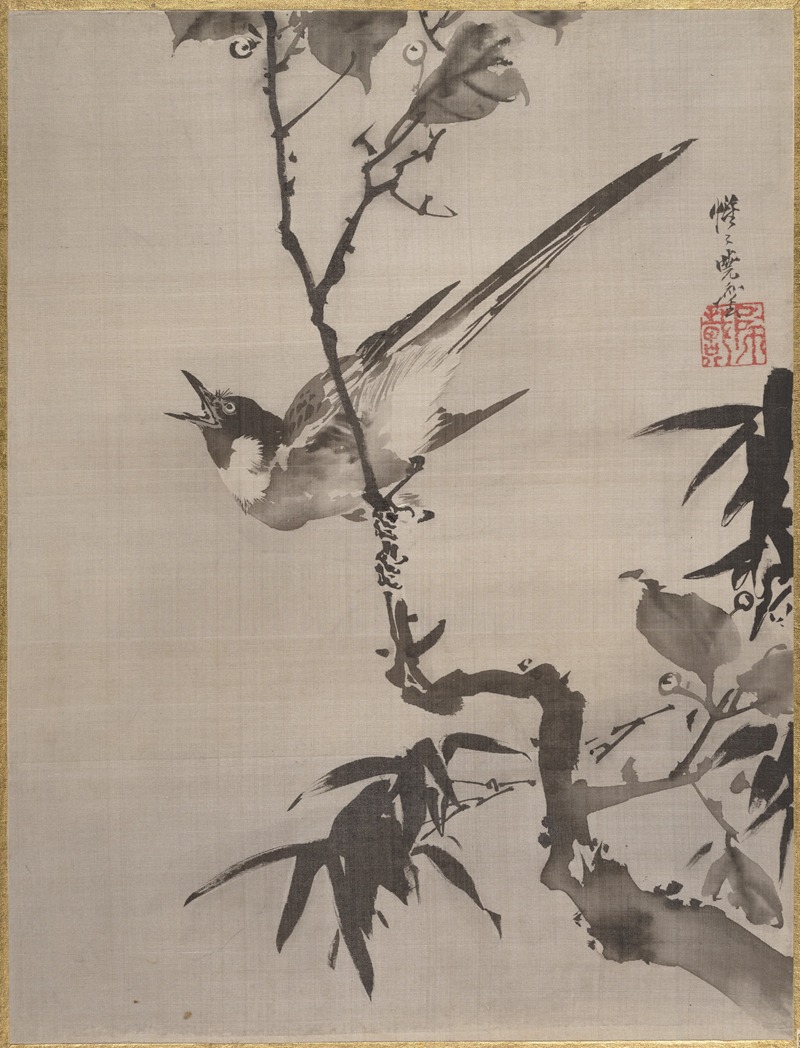 Singing Bird on a Branch by Каванабэ Кёсай — digital art print download