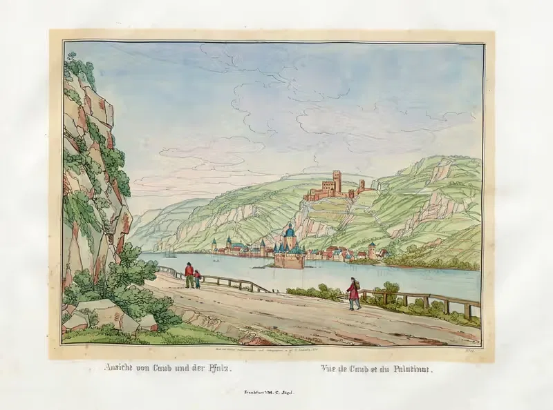 Vue de Caub et du Palatinat by Johann Adolf Lasinsky, 1829 — digital art print download
