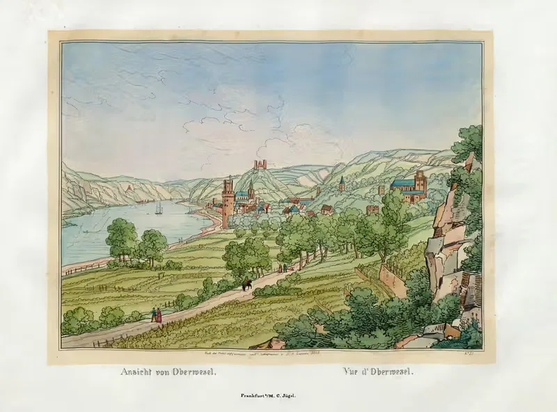 Vue d'Oberwesel by Johann Adolf Lasinsky, 1829 — digital art print download