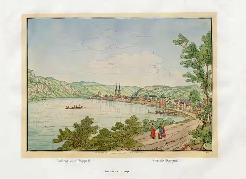 Vue de Boppart by Johann Adolf Lasinsky, 1829 — digital art print download