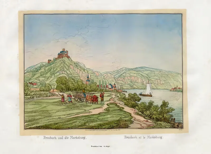 Braubach et le Marksburg by Johann Adolf Lasinsky, 1829 — digital art print download