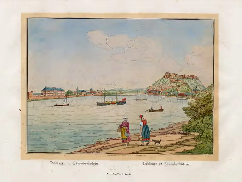Coblence et Ehrenbreitstein by Johann Adolf Lasinsky, 1829 — digital art print download