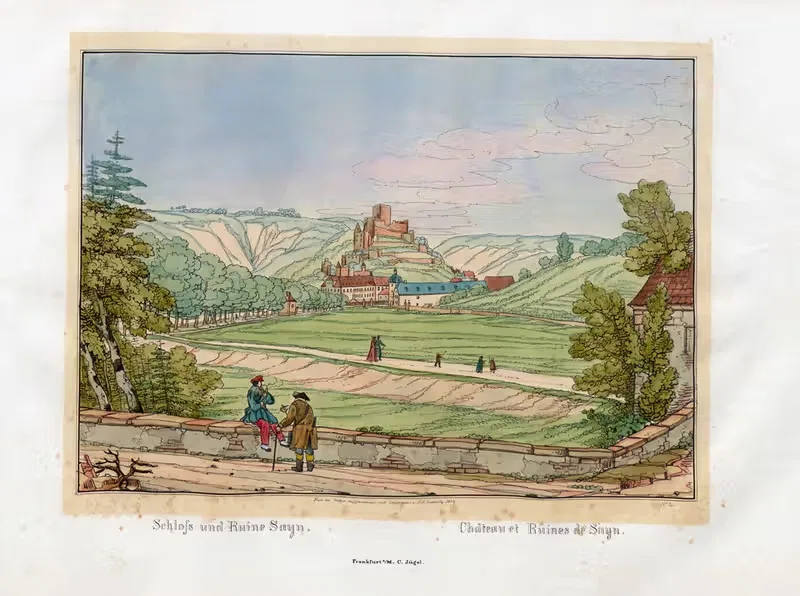 Château et Ruines de Sayn by Johann Adolf Lasinsky, 1829 — digital art print download