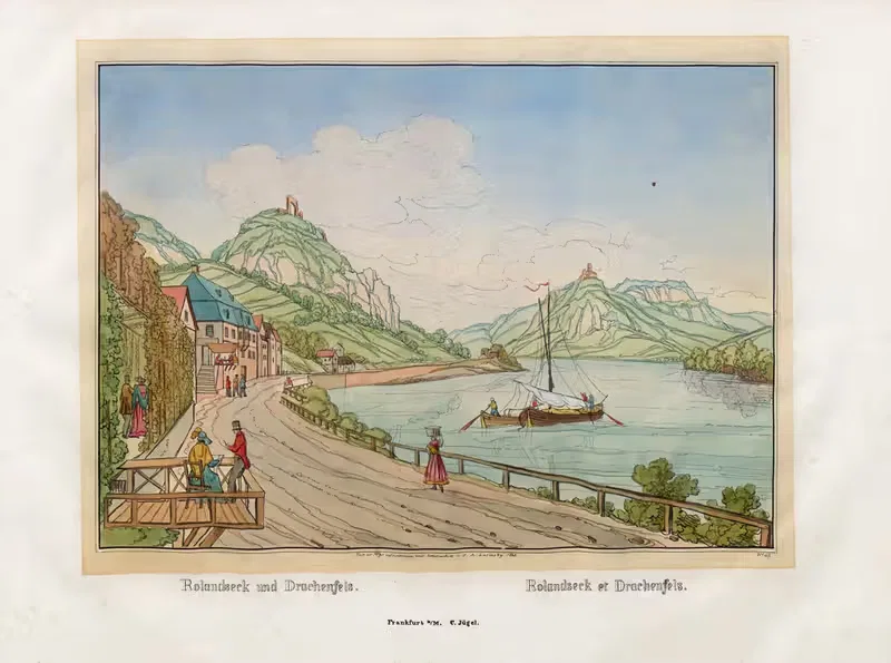 Rolandseck et Drachenfels by Johann Adolf Lasinsky, 1829 — digital art print download