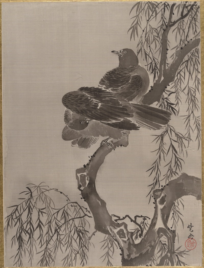 Two Birds on a Branch by Каванабэ Кёсай — digital art print download