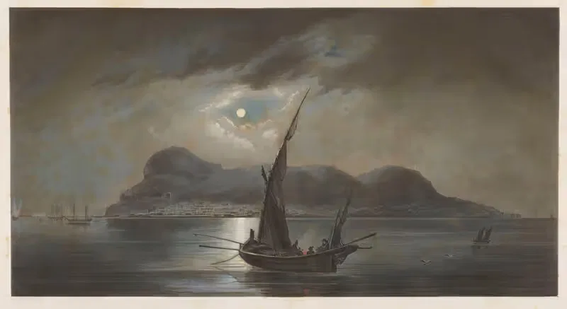 Gibraltar, 13 July 1842 by Julius Friedrich Tempeltei, 1847 — digital art print download