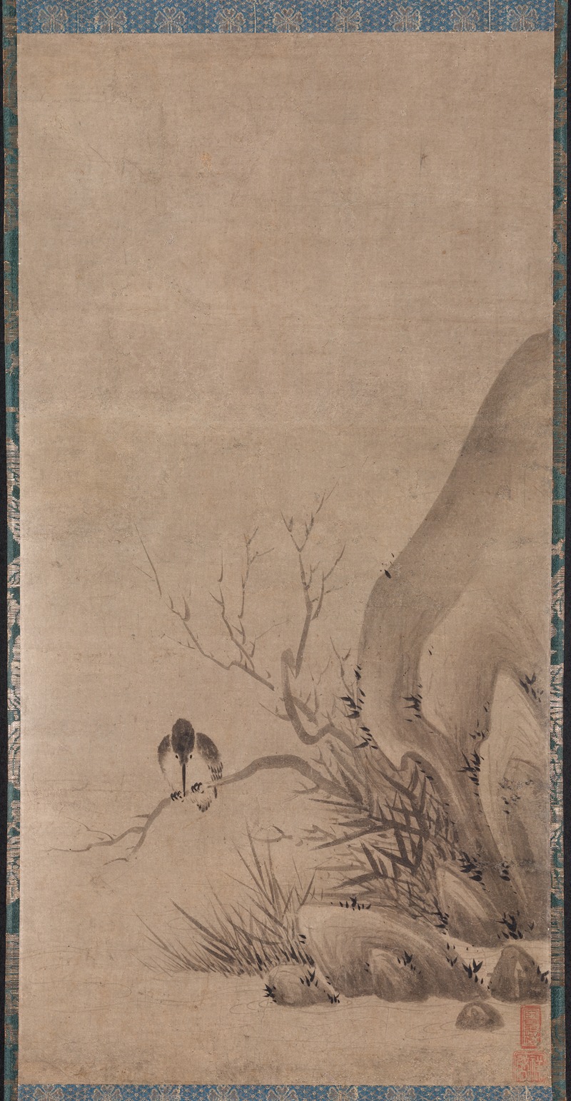 Kingfisher Perched above a Stream by Кэнко Сёкей — digital art print download