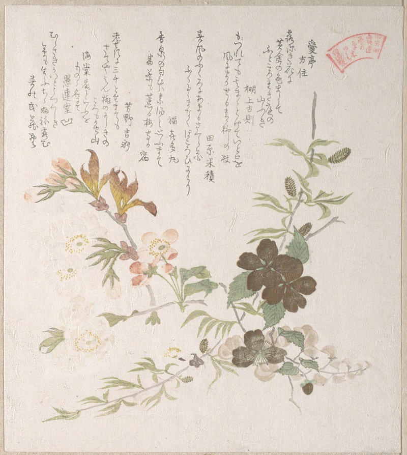 Cherry Blossoms and Yamabuki Flowers — Kubo Shunman