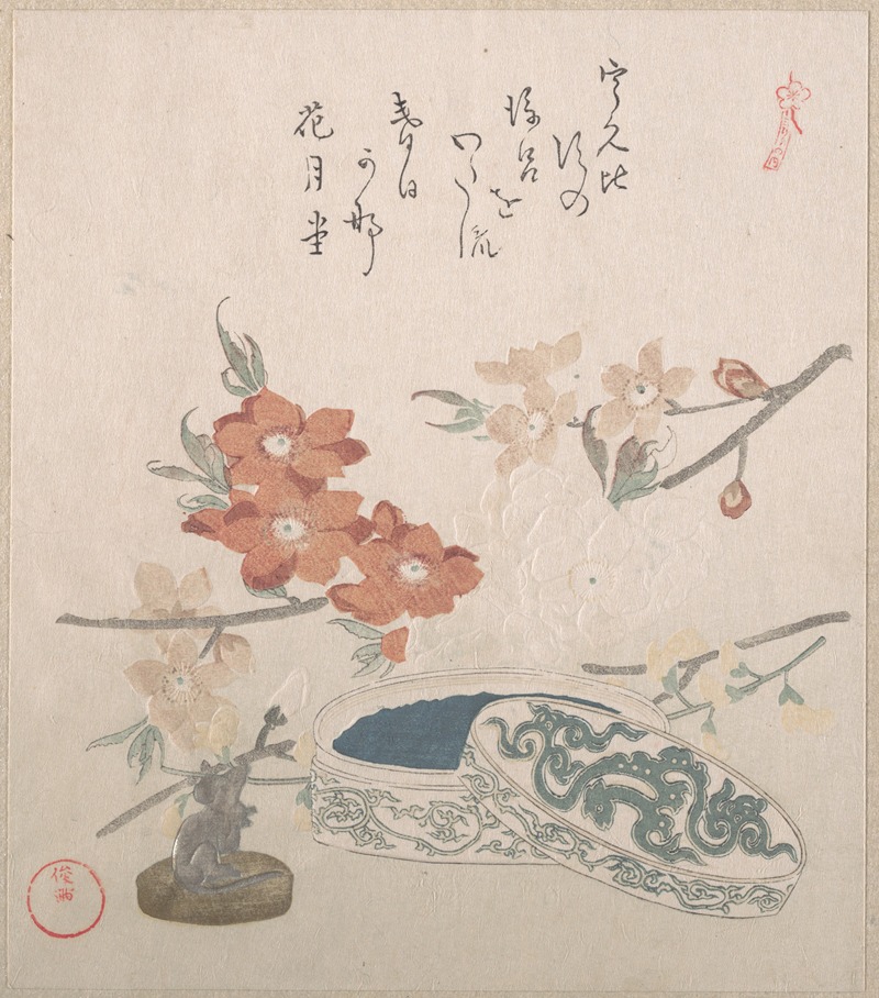 Peach Blossoms, a Seal and a Seal-box — Kubo Shunman