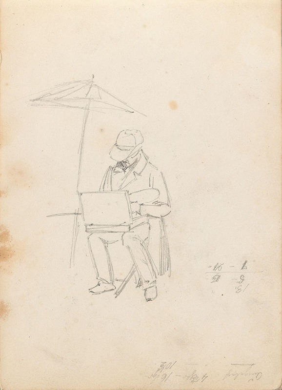 Artist under parasol by Адольф Тидеманд — digital art print download