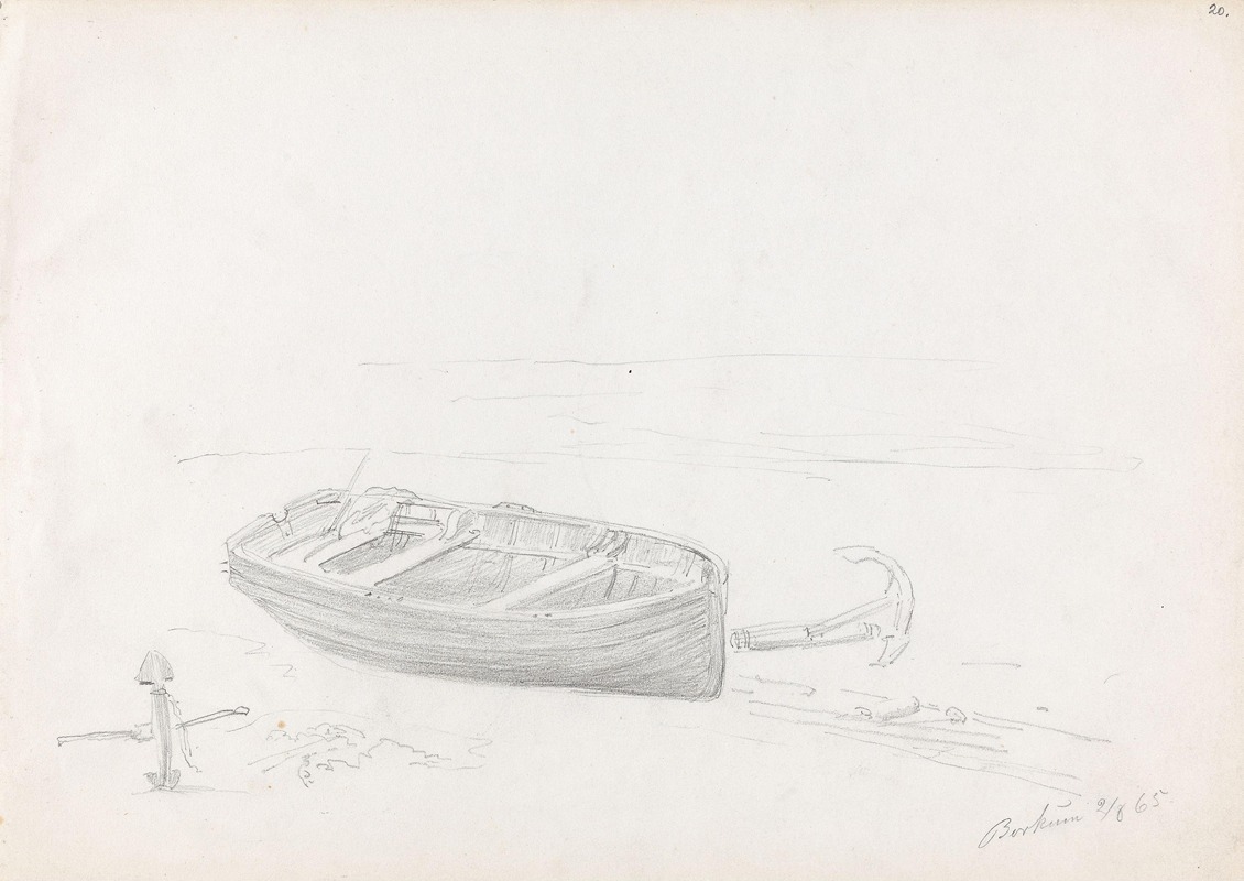 Båt på stranden, Borkum by Адольф Тидеманд, 1865 — digital art print download