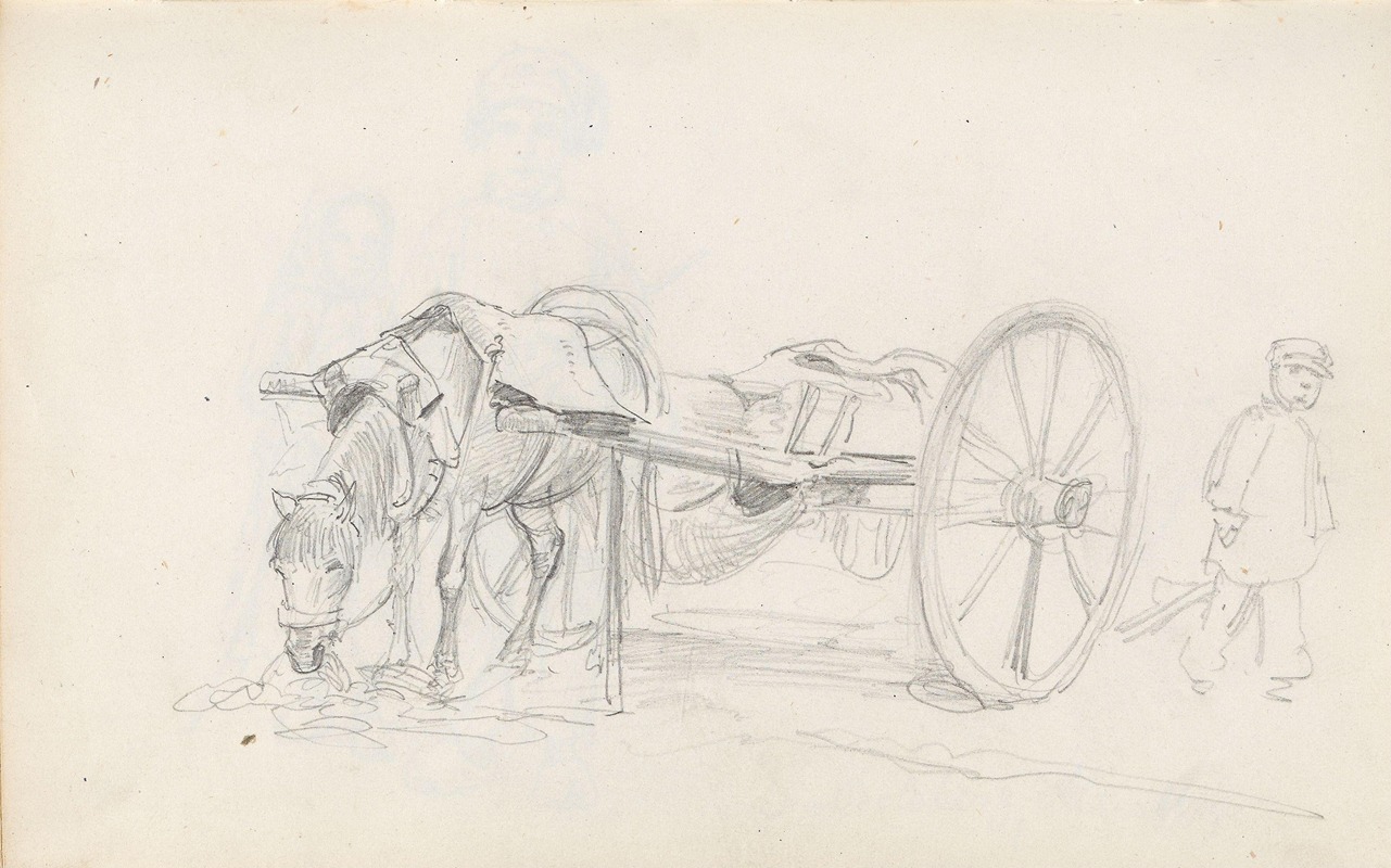 Boy by horse and cart — Adolph Tidemand