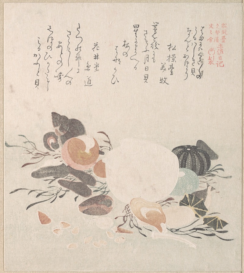 Various Shells with Sea Weeds by Kubo Shunman — digital art print download
