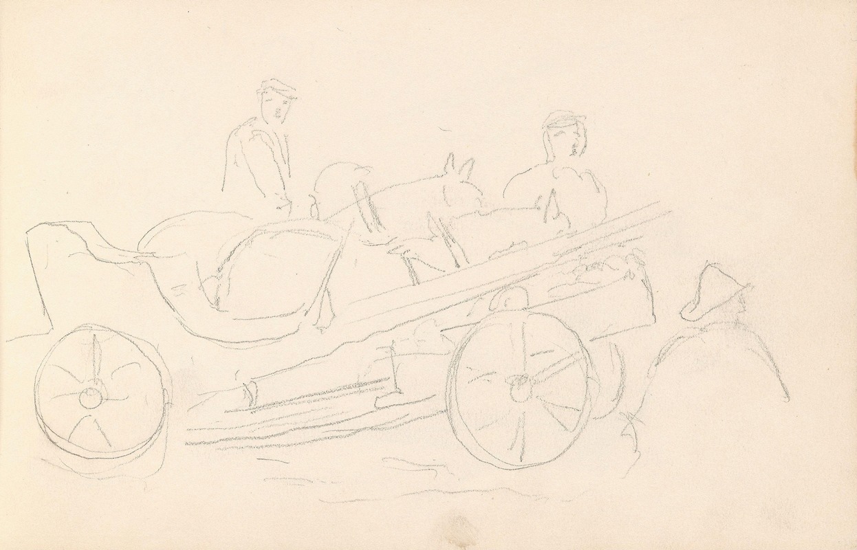 Drawings of carriages and figures — Adolph Tidemand