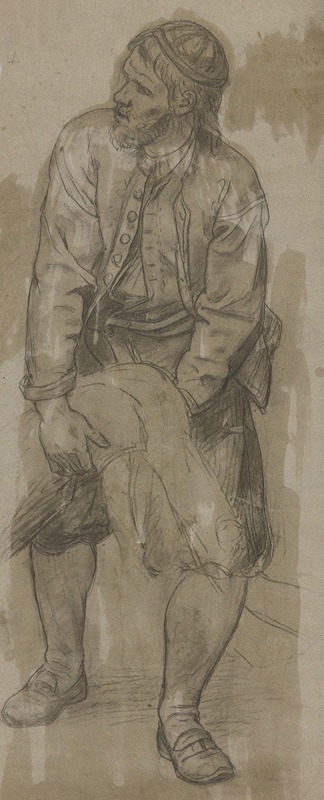 Figure of a Man Leaning Forward — Adolph Tidemand