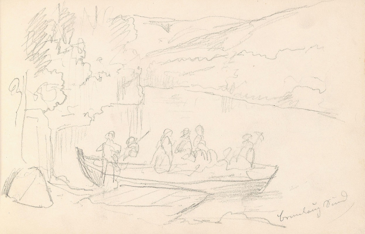 Figurer i båt, Brunlaug by Адольф Тидеманд, 1859 — digital art print download