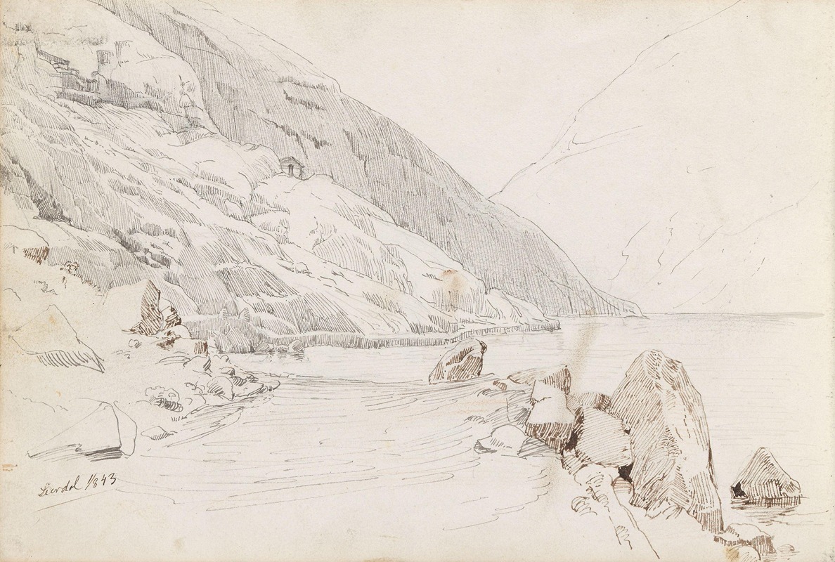 Fra Lærdal by Adolph Tidemand, 1843 — digital art print download
