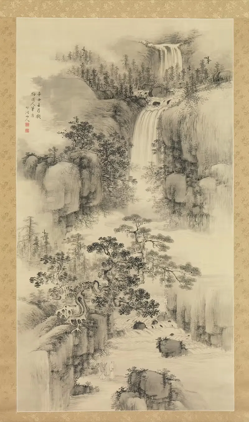Пейзаж с водопадом by Накабаяси Чикутō, 1841 — digital art print download