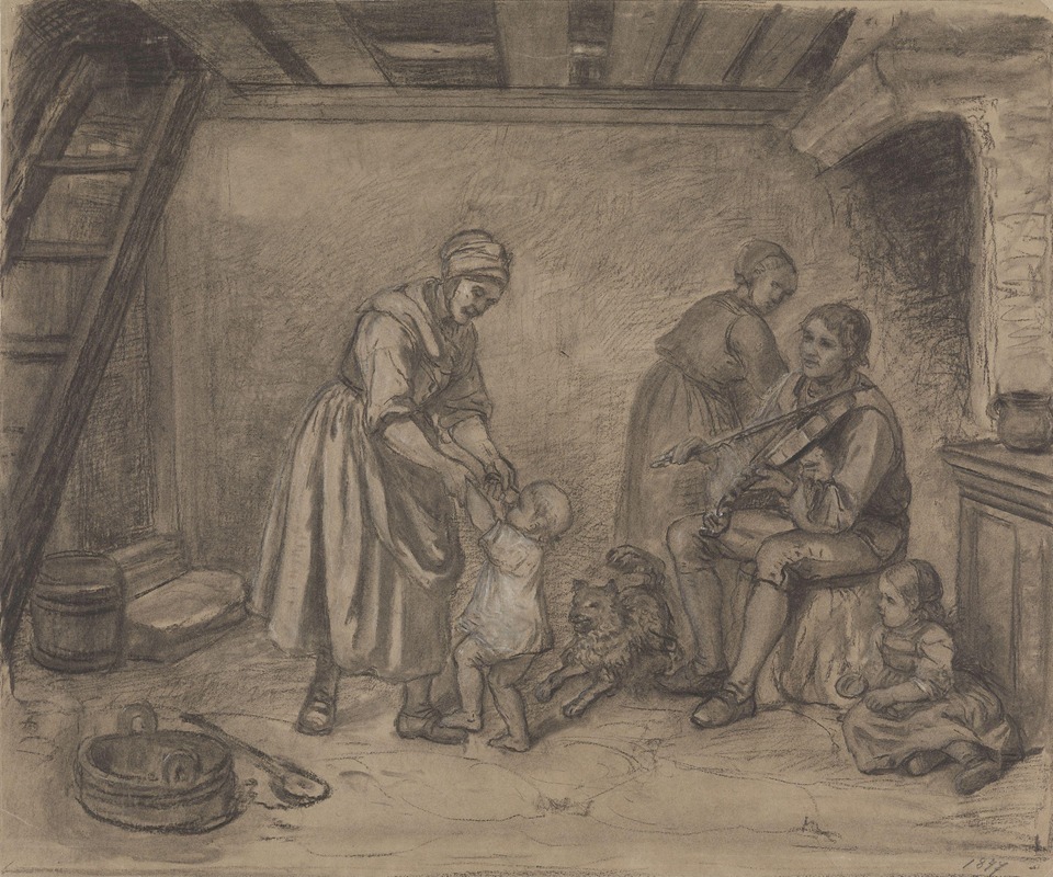Huslig scene på landet by Адольф Тидеманд, 1847 — digital art print download