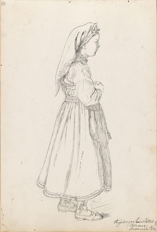 Ingeborg Svendsdatter Lillemoen, Heddal by Adolph Tidemand, 1844 — digital art print download