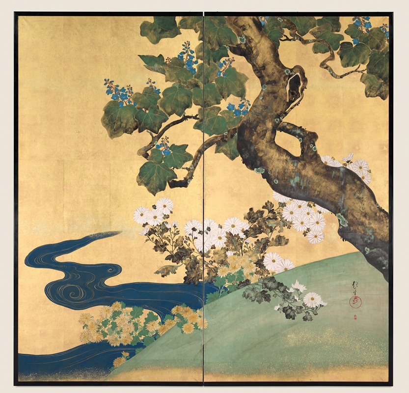 Paulownias and Chrysanthemums — Sakai Hōitsu