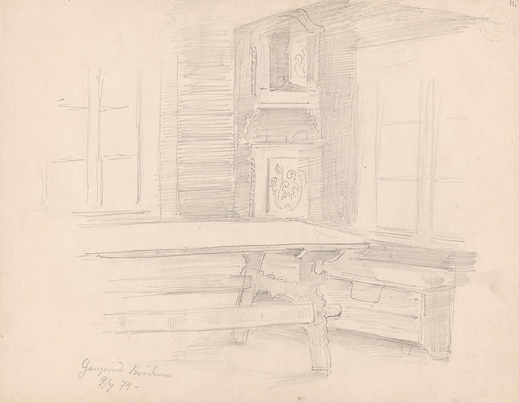 Interiør fra stue ved Krøderen — Adolph Tidemand